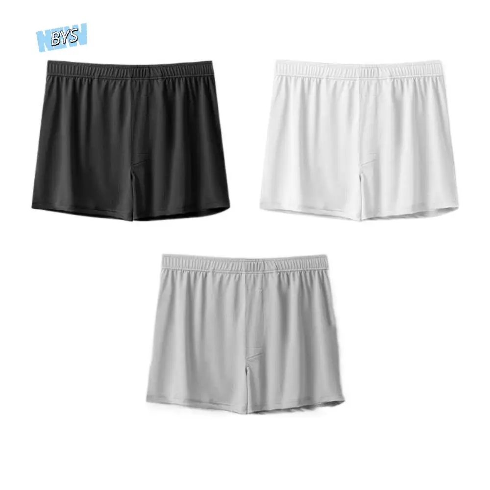 

3Pcs Elastic Ice Silk Men's Flat Panties Large Size Mid Waist Thin Boxers Shorts Underpants Seamless Men's Underwear Gifts