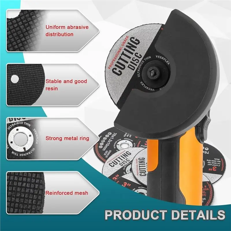 ABLK 16Pcs 커팅 디스크, 76Mm 커팅 디스크, 금속용 앵글 그라인더 디스크, 연삭 디스크, 금속 절단용 커팅 디스크