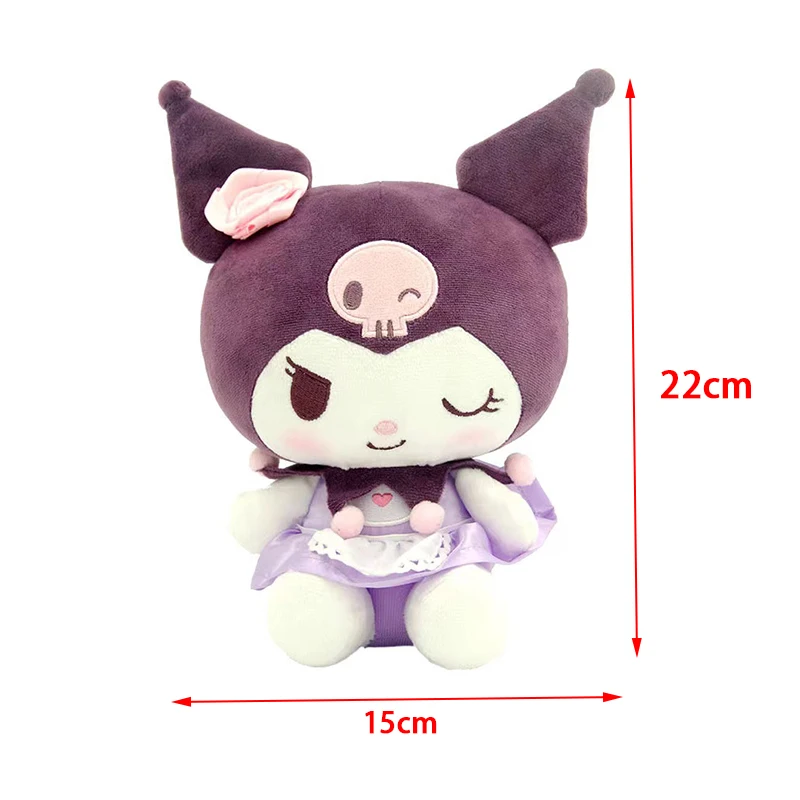 22CM 정통 Sanrio Kuromi 봉제 인형 검정색 보라색 Cutecartoon 인형 소녀 어린이 장난감 생일 크리스마스 선물
