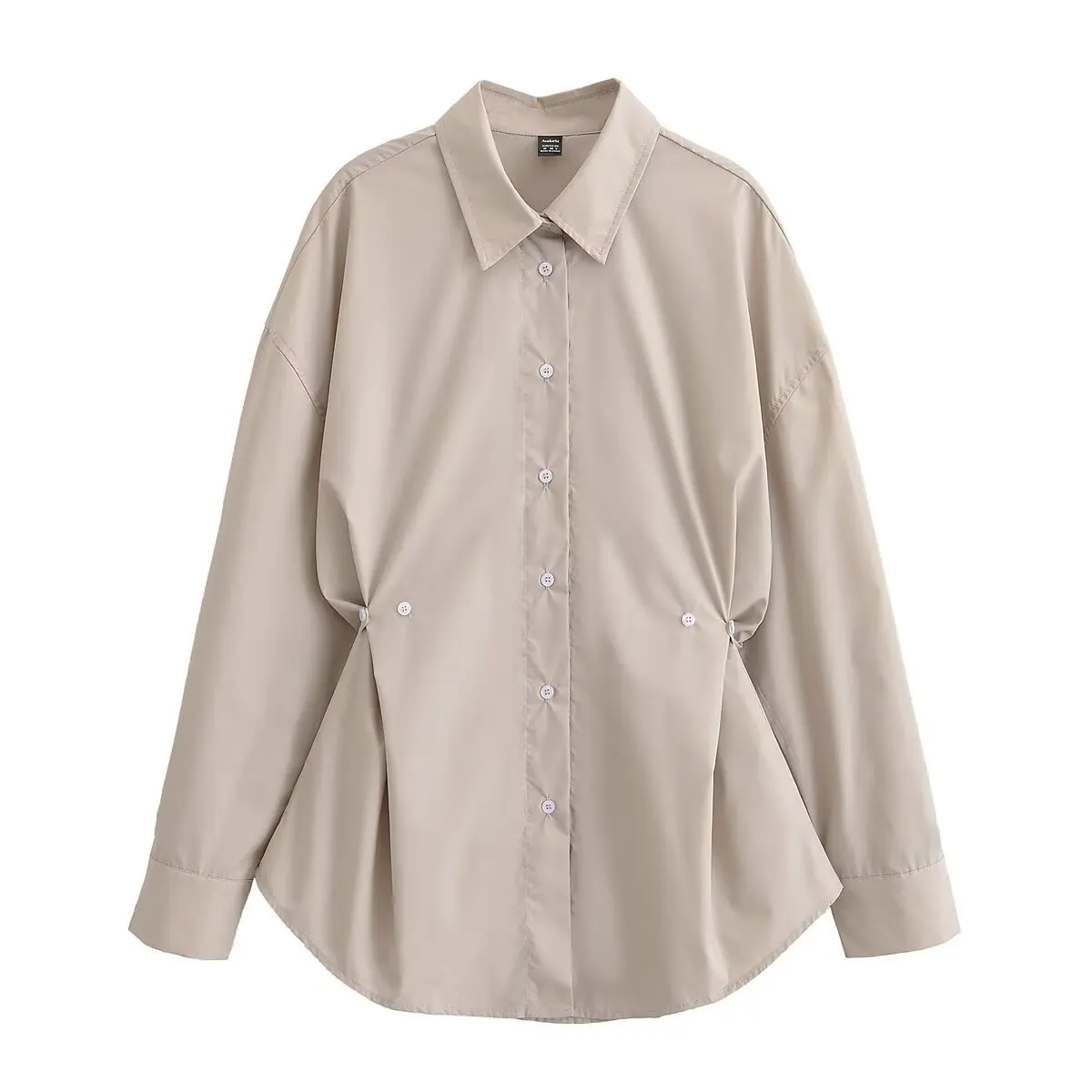 

Women's Adjustable Loose Shirt - Simple Collar Irregular Shape Comfortable Long Sleeves Spring Autumn Fashion