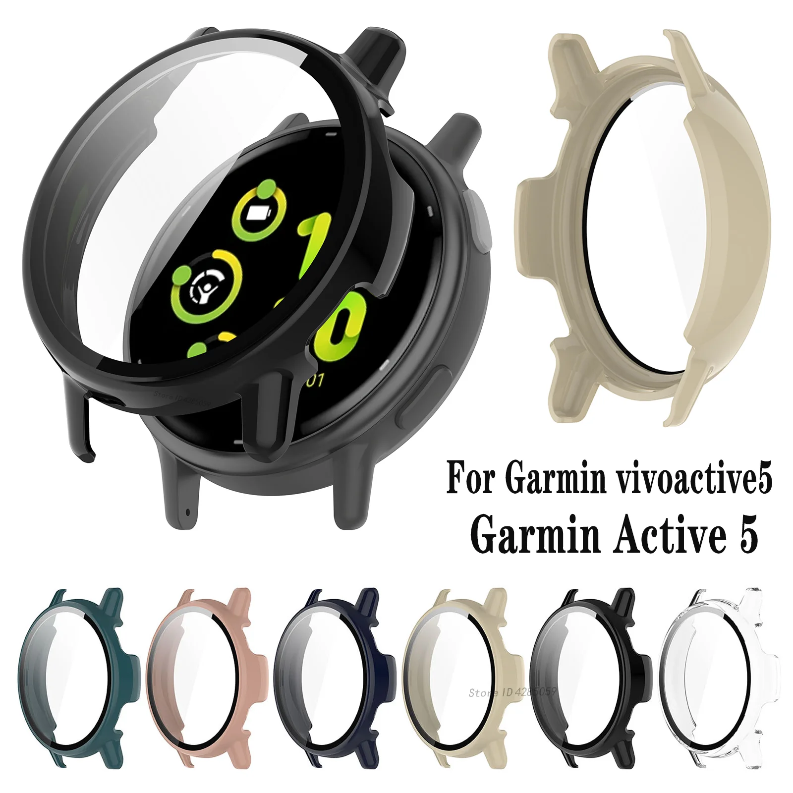 Hard PC Protective Case For Garmin vivoactive5 Screen Protector Tempered Glass Bumper For Garmin Active5 Smartwatch Accessories