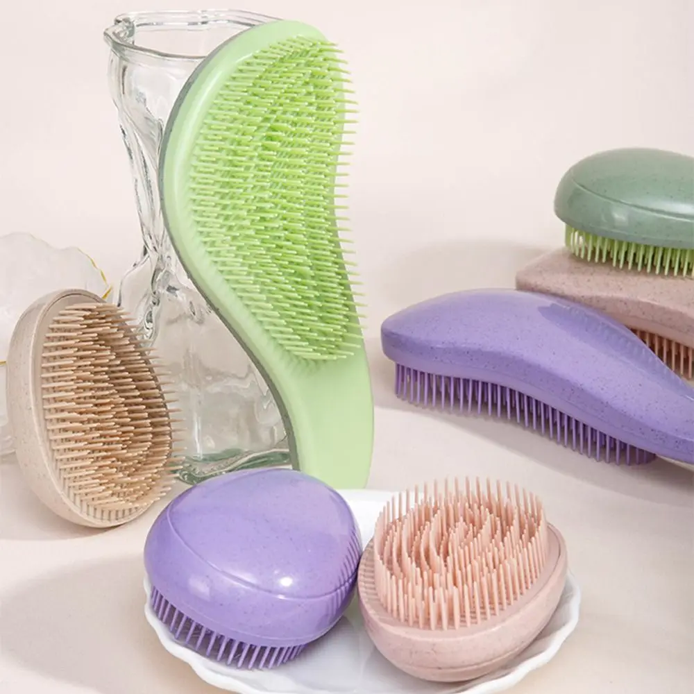 

T/Egg Shape Wheat Straw Comb Set Anti-Static Anti-knotting Hair Styling Brush Set Dry and Wet Dual-purpose Portable