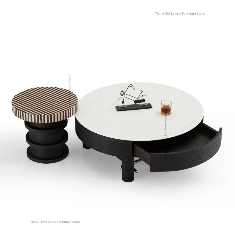 

Nordic Minimalist Marble Coffee Table Simple Modern Living Room High-end Round Coffee Table Home Furniture Mesas De Centro FYCT