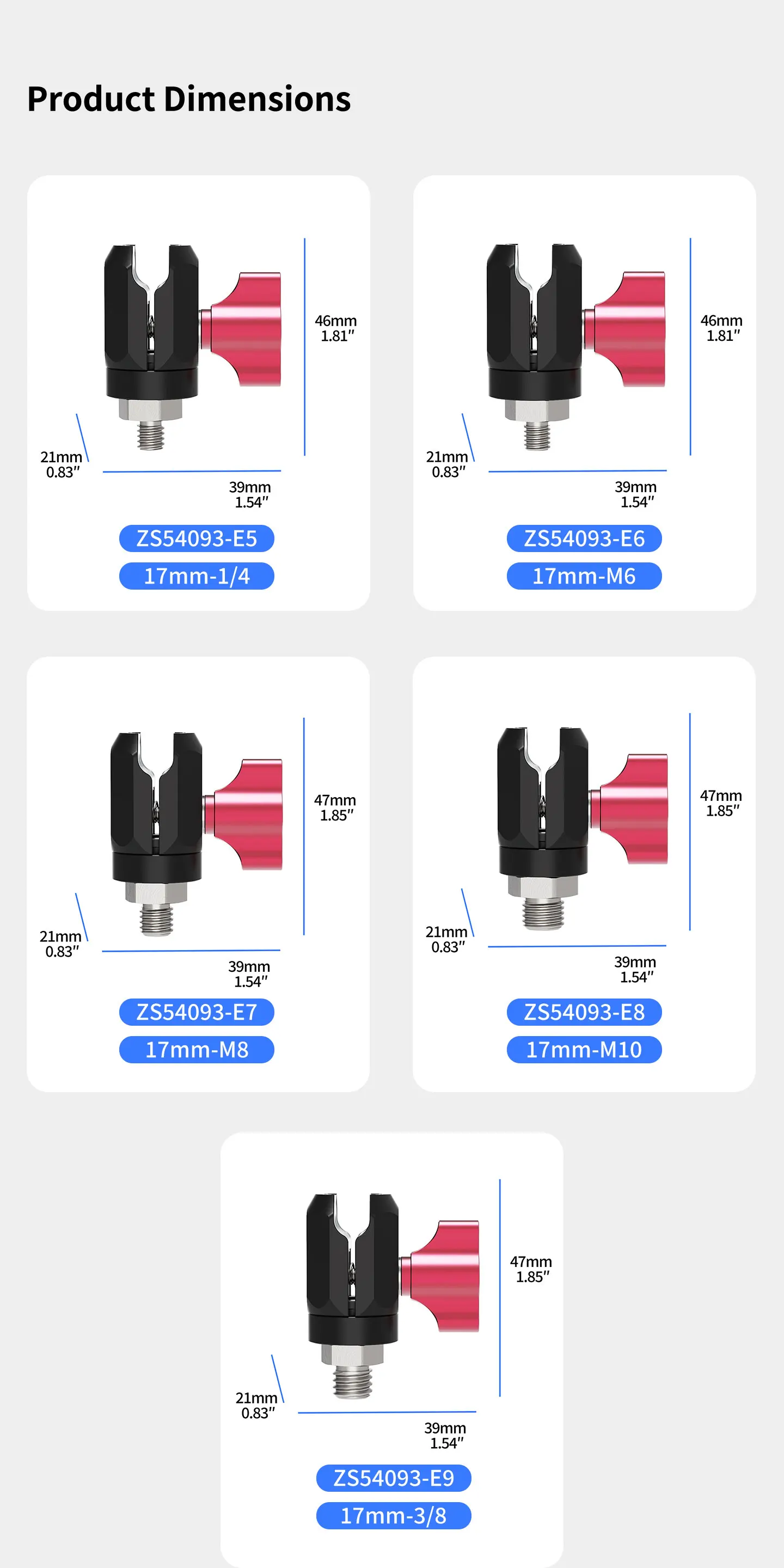 17mm Kugelkopf auf 1/4 M6 M8 M10 3/8 Schraubadapter aus Aluminium für GoPro Insta360 DJI Actionkamera Handy Motorradhalterung – Detail 13