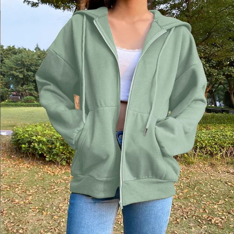 

Korean Style Outdoor Hoodie, Casual Drawstring Pocket Zipper Sweatshirt, Fashion Long Sleeve Comfortable Top, Streetwear Lightwe