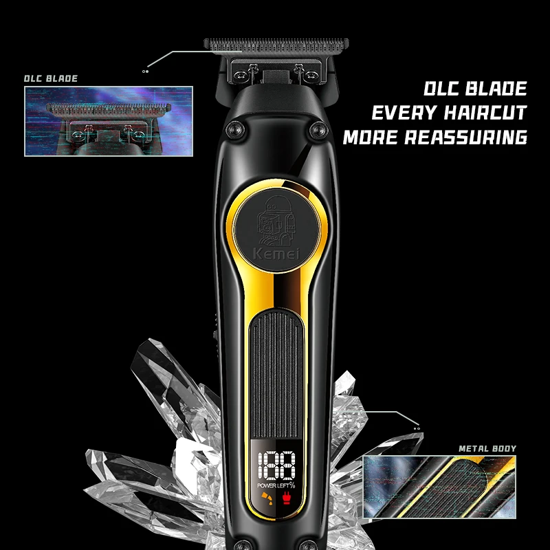 kemei Usb Rechargeable Hair Clippers Dlc Blade Cordless Electric Hair Trimmer Men Barber KM-2351