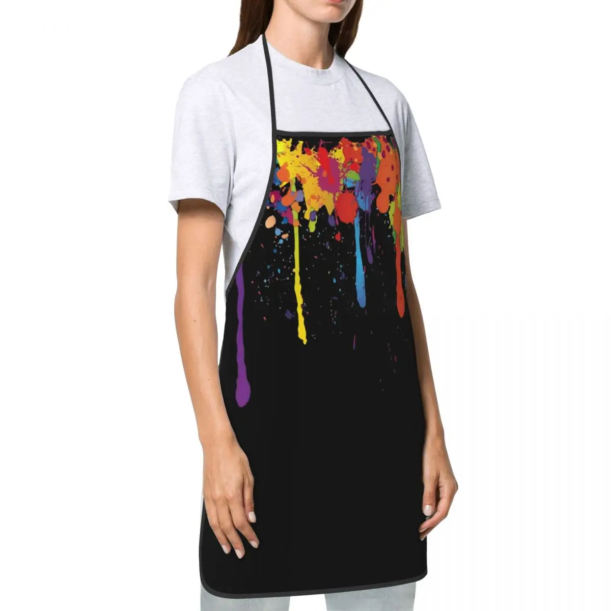 Funny Multicolored Paint Splatter Bib Aprons Women Men Kitchen Chef Artist Graffiti Art Tablier Cuisine for Cooking Baking