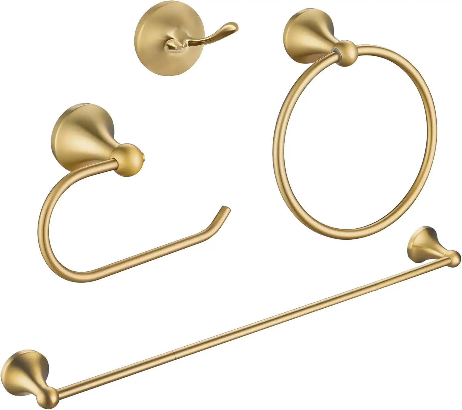 

Brushed Gold Bathroom Hardware Set Wall Mounted Gold Accessories Set 4 Pieces Bathroom Hardware Set, 23.6 inch Towel Bar | Towel