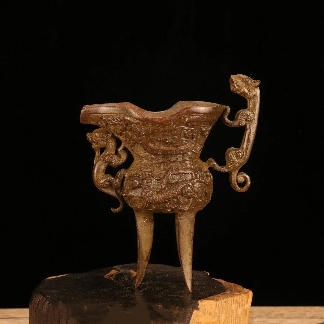 

Chinese Antique Copper Antique Dragon Three-legged Cup Wine Cup Series