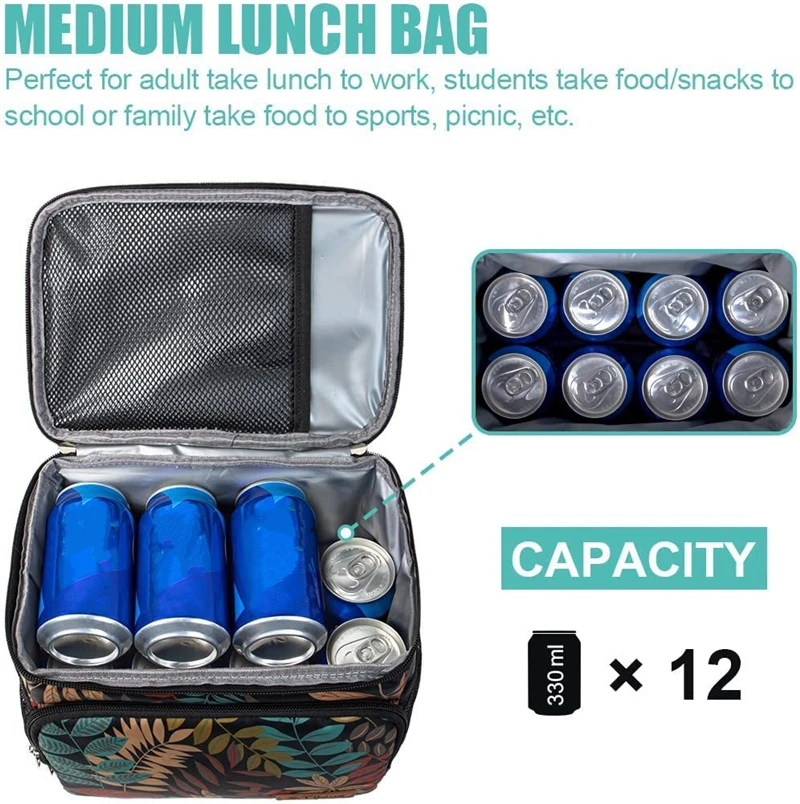 Large Capacity Floral Portable Lunch Bag for Women Men Food Thermal Bag Beach Cooler Picnic Pouch Insulated Tote Travel HandBags