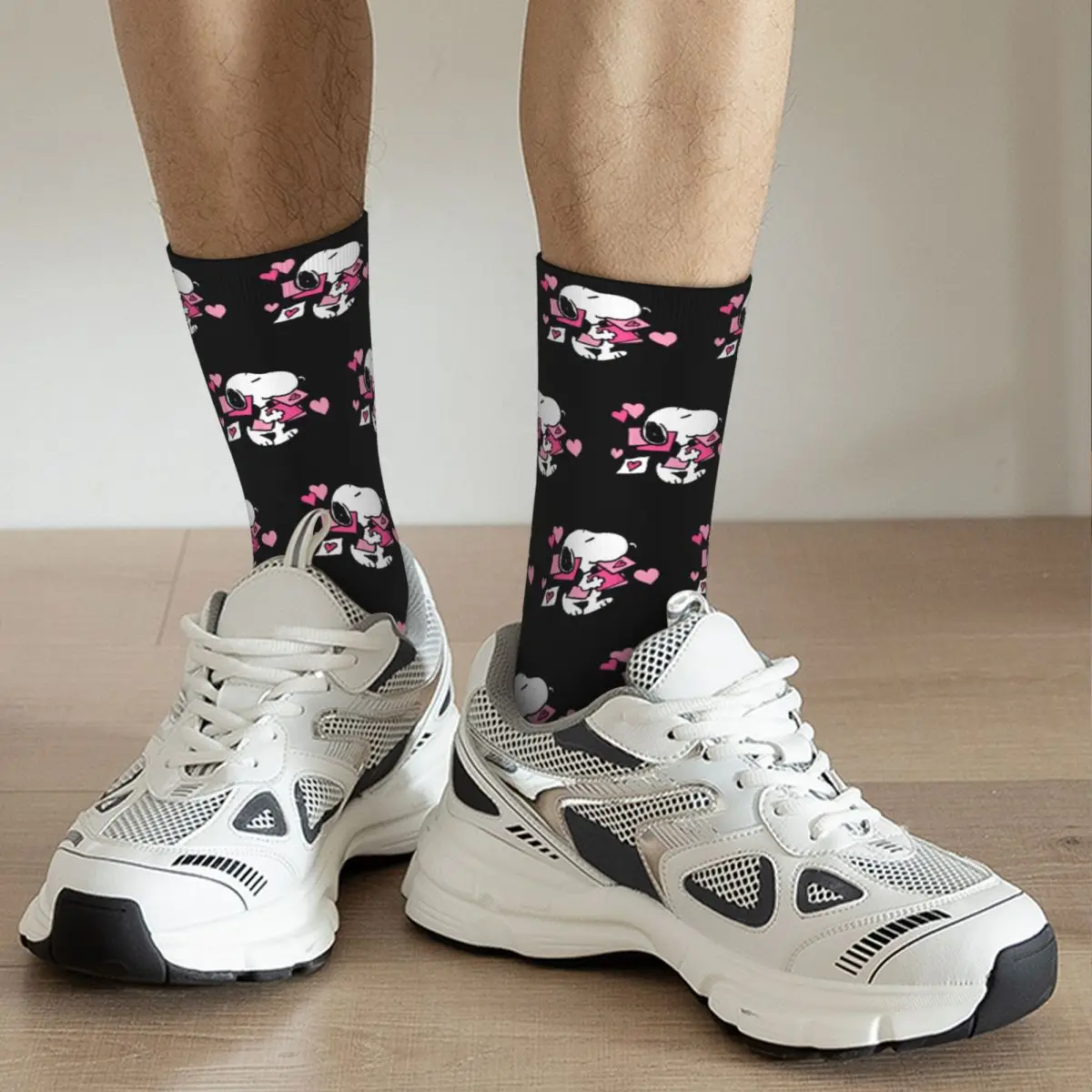 Chaussettes de basket-ball en polyester de dessin animé pour hommes et femmes, chaussettes à tube moyen, lettres de la Saint-Valentin cool, SnoAmendendements, Non ALD