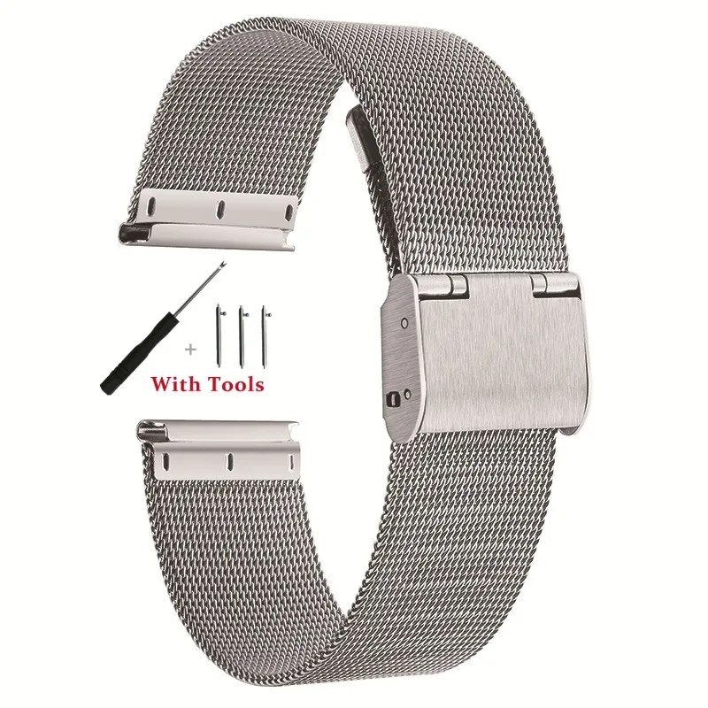 

18mm 20mm 22mm Quick Release Milanese Watch Strap Stainless Steel Bracelet 0.4 Line Silver Universal Watch Band Acccessories