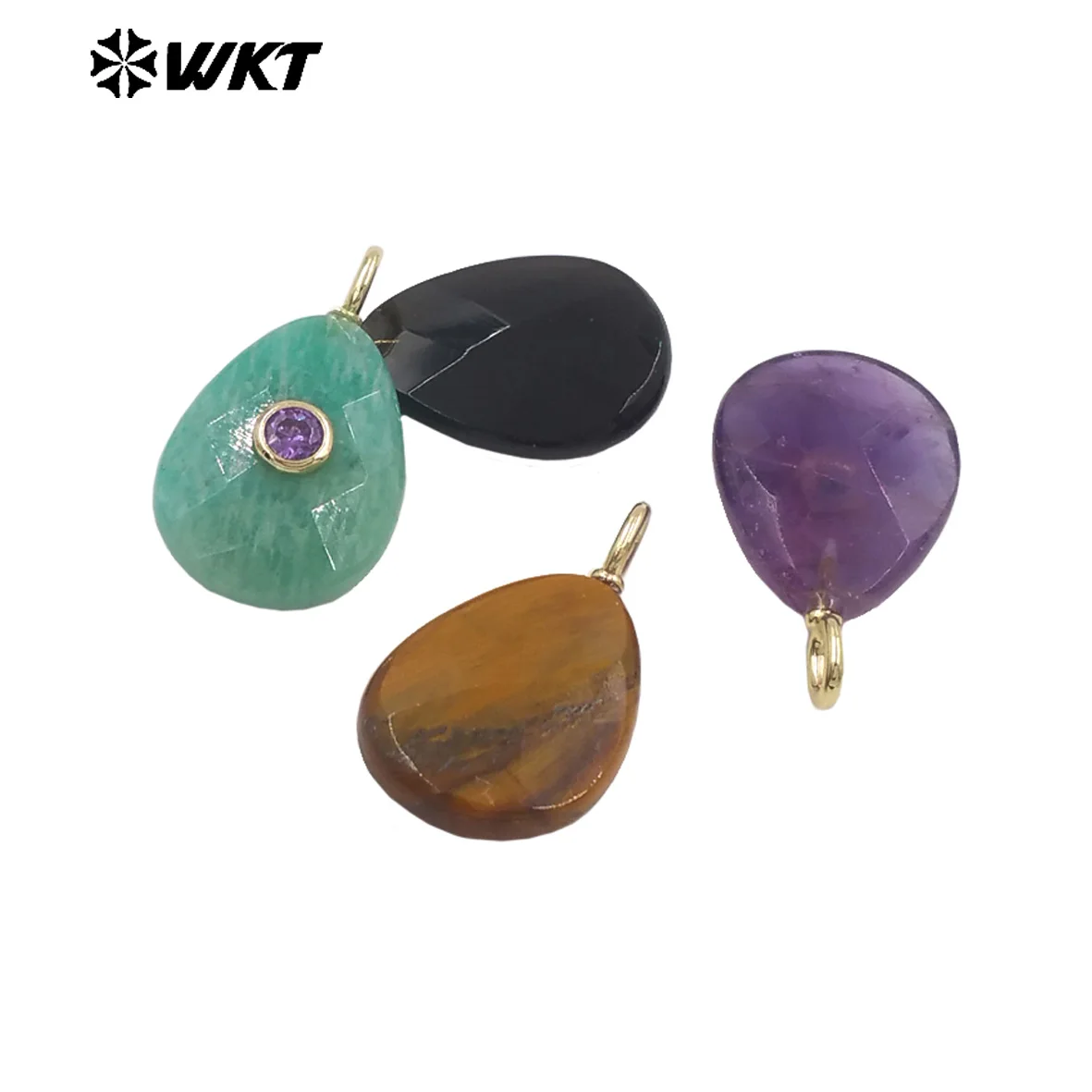 WT-P2025 New Design Classic Faceted Natural Gemstone Cubic Zircon Amazing Pendant With 18k Real Gold Plated For Women