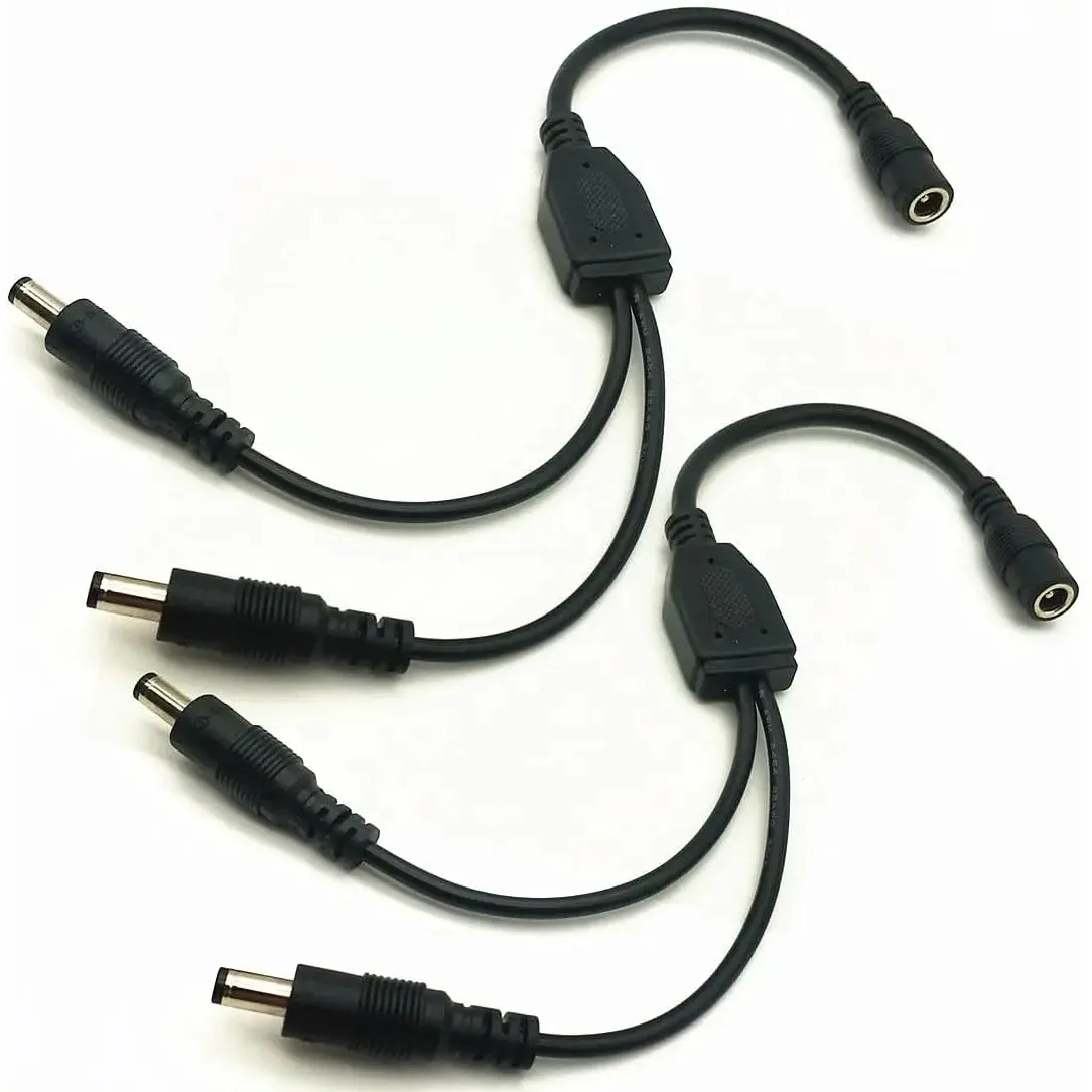 Câble séparateur d'alimentation cc 1 à 2/3/4/5/6/8 voies, 5.5mm 2.1mm 5V 12V, adaptateur d'alimentation, cordon de connecteur pour bande lumineuse LED, caméra de vidéosurveillance