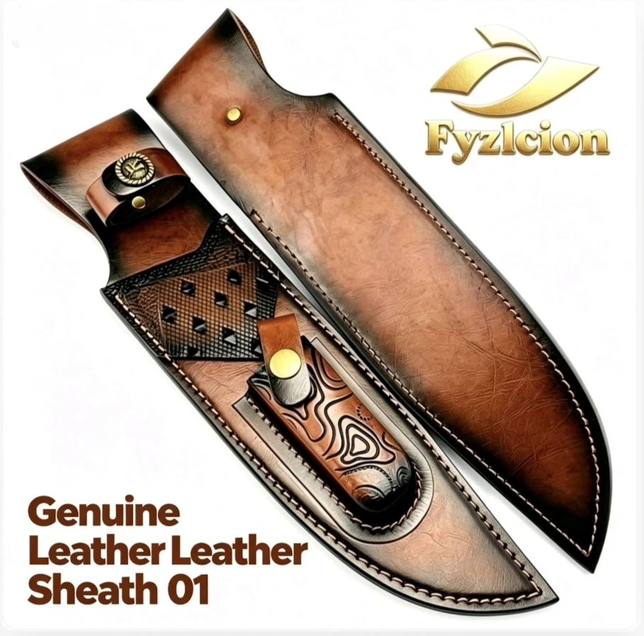 Fyzlcion Genuine Leather Made Combination Knife Sheath Set Straight Blade Small Fold Knives Pliers Scabbard Cover  01 New Design