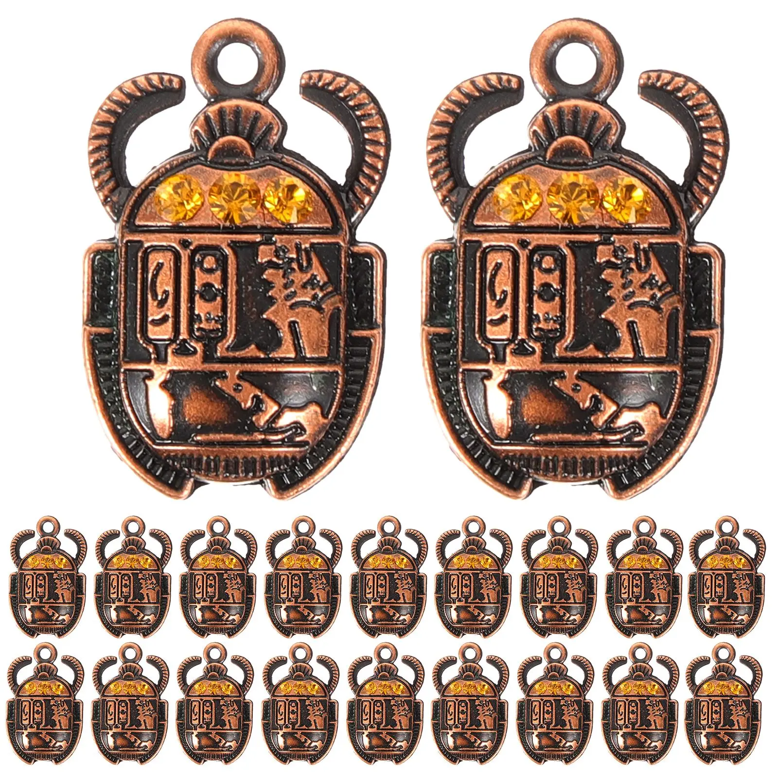 

20pcs Egyptian DIY Pendant Material Necklace Keychain Hanging Charm Ancient Egypt Beetle Charm Vintage Alloy Jewelry Making