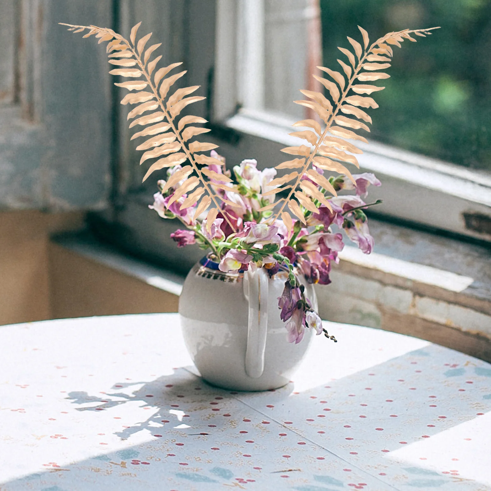 

10pcs Golden Fake Leaves Picks For Floral Arrangements Artificial Leaf Branch Vase Filler Farmhouse Table Centerpiece Wedding