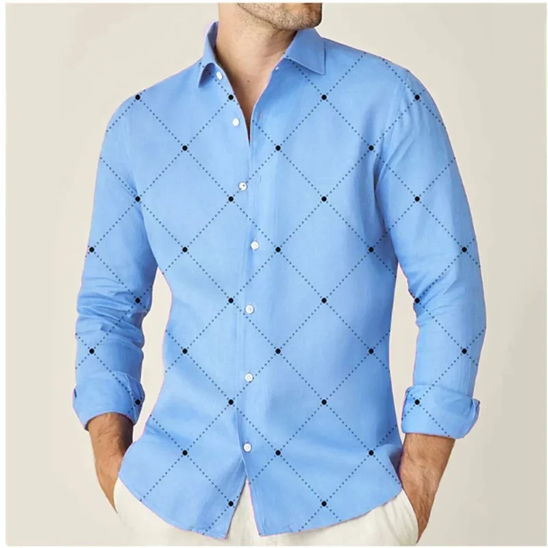 Fashion 2024 Men\'s Shirts 11 Color Shirts Geometric Print Outdoor Streetwear Long Sleeve Lapel Shirts Designer Casual XS-6XL