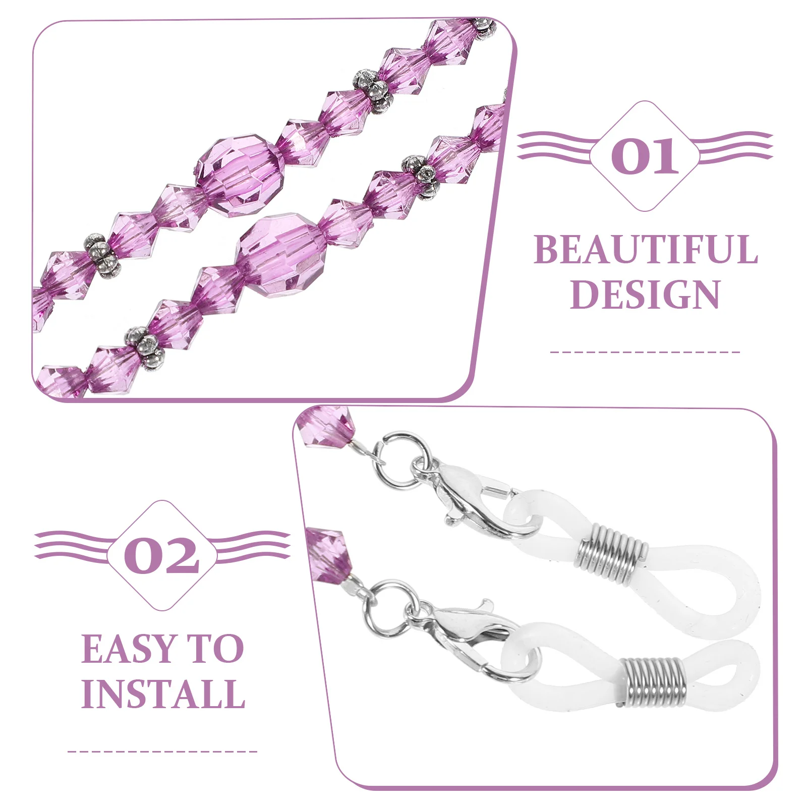

2pcs Handmade Beading Glasses Chain For Sports Running Hiking Cycling Eyeglass Holder Neck Strap Spectacles Accessory