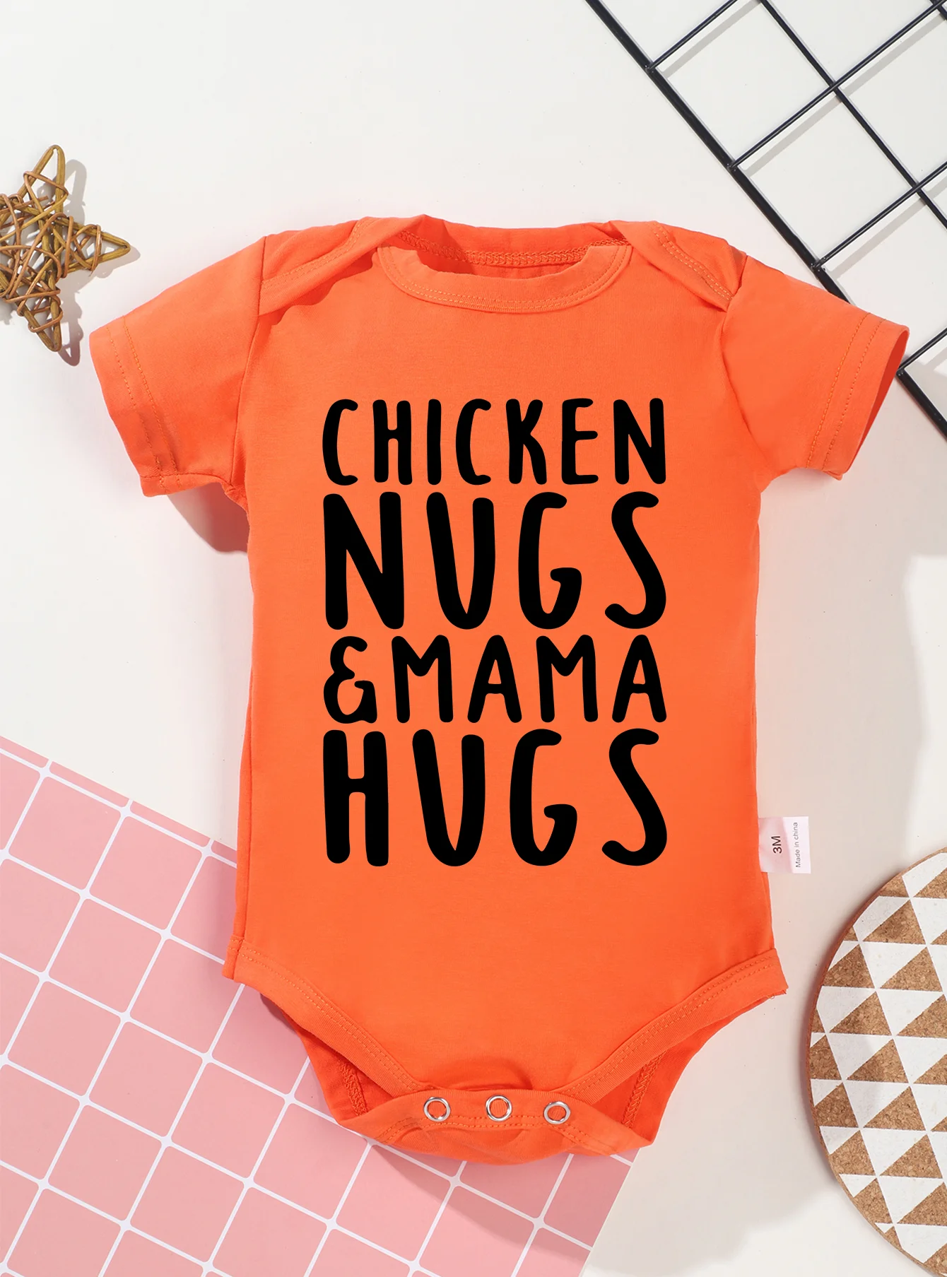 0-24M Romper Jumpsuit Girl Boy Short Sleeve Baby Infant Clothes Toddler Newborn Bodysuit Chicken Nugs Mama Hugs Print Onesie