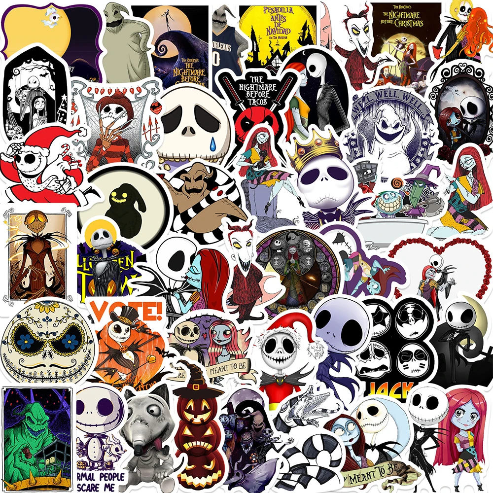 10/30/50pcs Disney Anime The Nightmare Before Christmas Cartoon Stickers Laptop Car Decoration Cool Waterproof Sticker Kids Toys