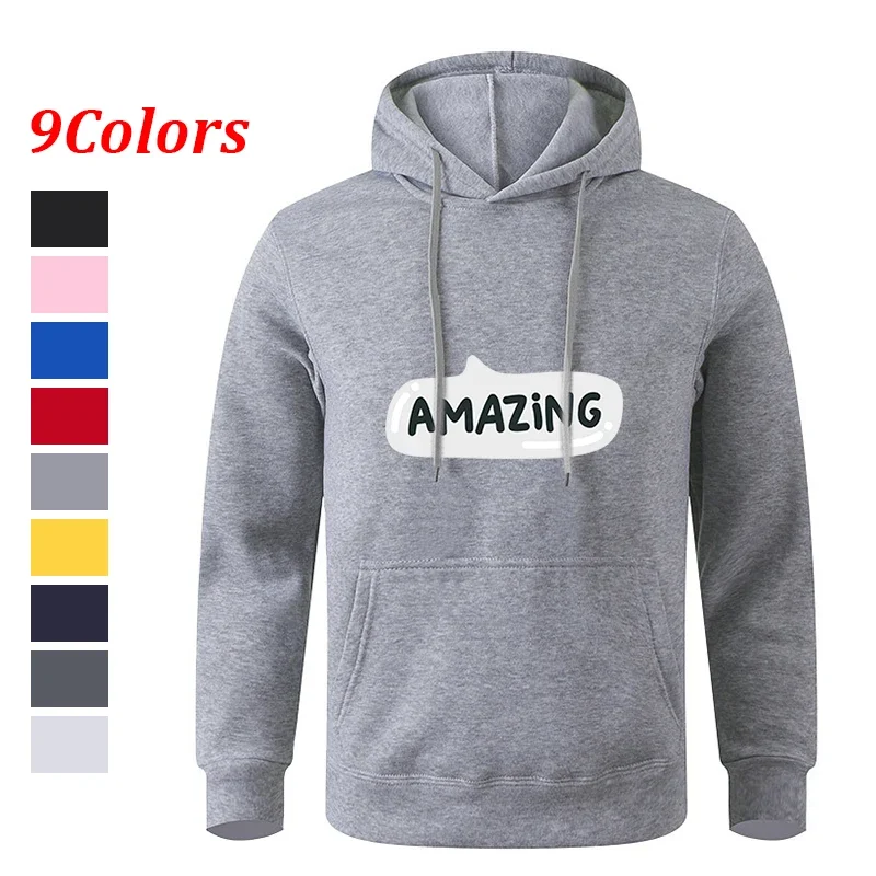 Herbst Teenager Langarm Schwarz Grau Kapuzenpullover Hoodie Sportbekleidung