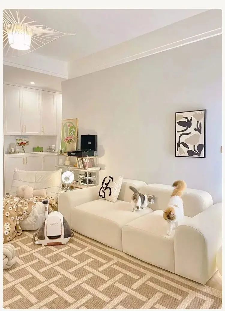 خبز كريمي للسرير والإفطار غرفة معيشة بسيطة شقة صغيرة #3