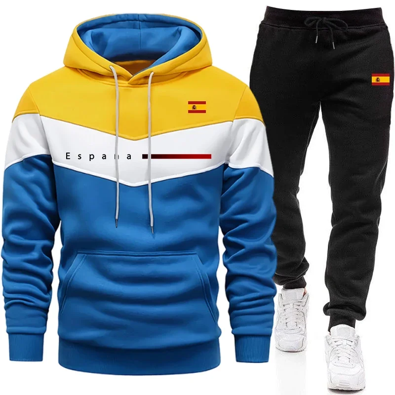 Fall Winter Daily Casual Sports Jogging Suit Outdoor Comfort Hoodie Outfits Spain Fashion Men's Set Hooded Sweatshirt Sweatpants