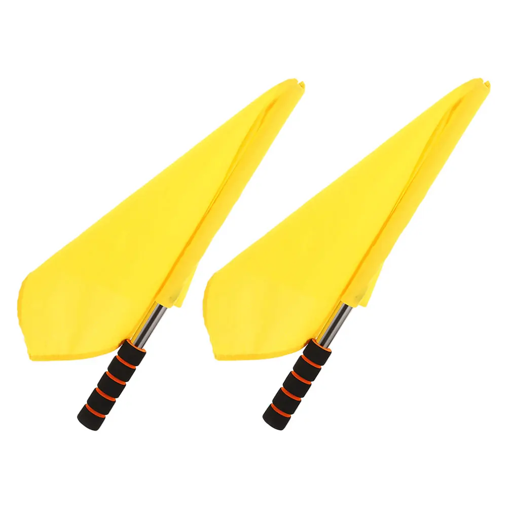 

2Pcs Traffic Flags Soccer Referee Hand Flags Portable Foldable Durable Bright Colors Linesman Yellow Steel Banner