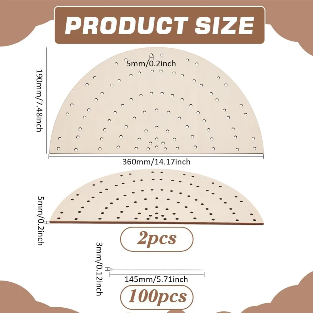 2 PCS Wood Wreath Boards 7.4x14.1inch Half Round Wreath Boards with Nylon Cable Ties Flower Boards with Holes Wreath Frame