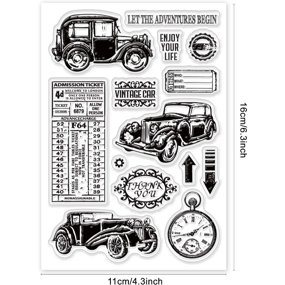 سيارة الحرفية ختم خمر واضح ختم كلمة المطاط ختم سيليكون ختم ختم ديكور ورقة Stamps لبطاقة السنة الجديدة صنع الصورة