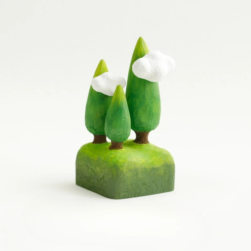 Small forest handmade wood carving small tree creative desktop ornament niche personality special gift