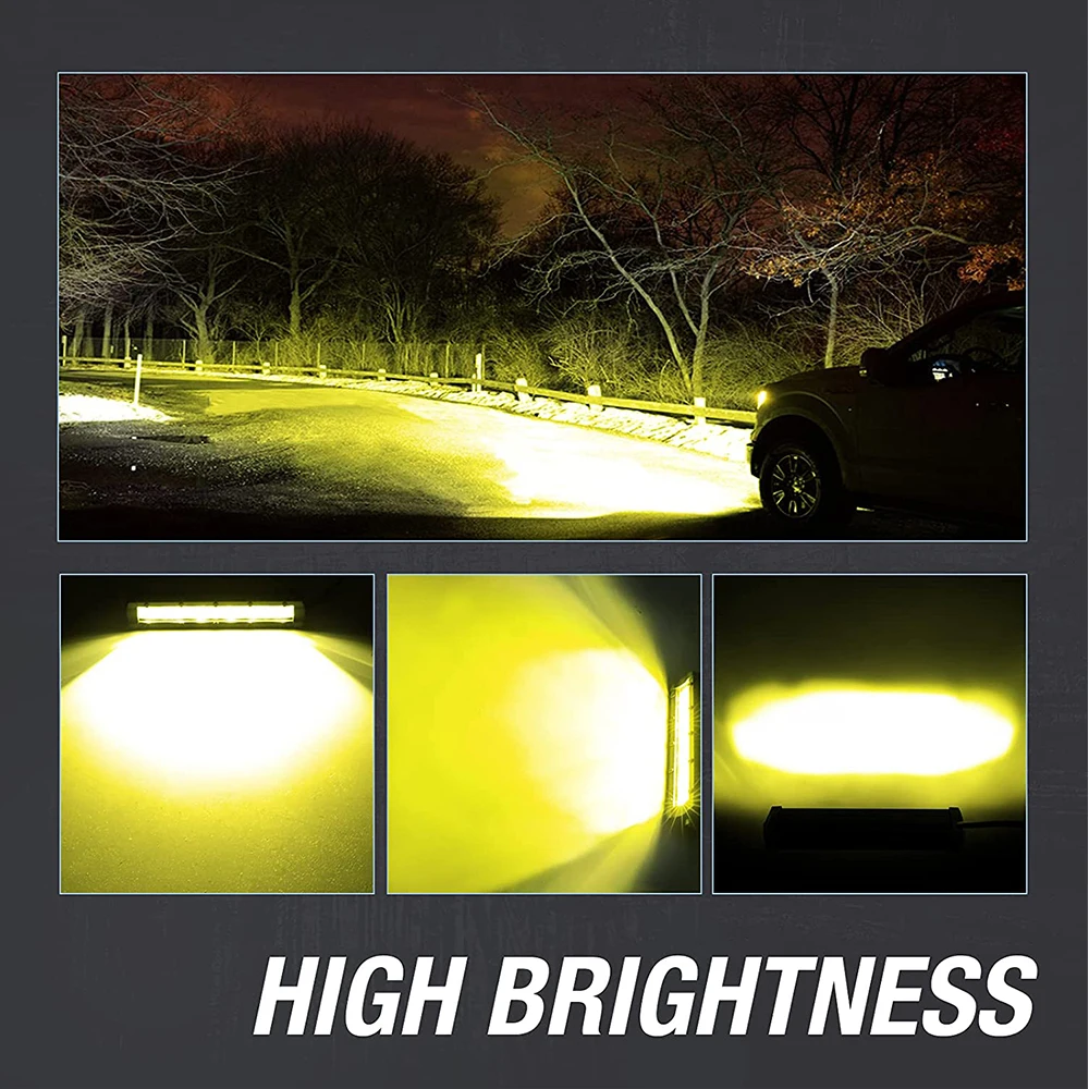 5,5' 8' 10' 14' 6D-Linsen-LED-Leiste für Offroad 4x4 Arbeitsleuchte Einreihige/Doppelreihige Lichtleiste Weiß Gelb Frontstoßstange Kühlergrill – Detail 10