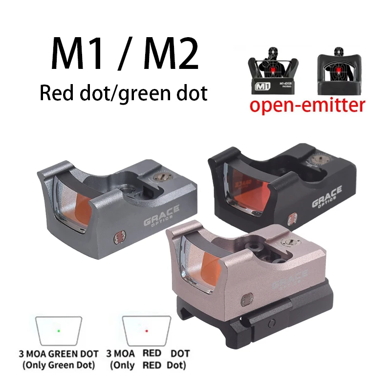 Tactical Grace Optics M1 M2 Green Dot Red Dot Sight Reflex Scope For Pistol Glock 17 19 With 1913 Mount Hunting Riflescope