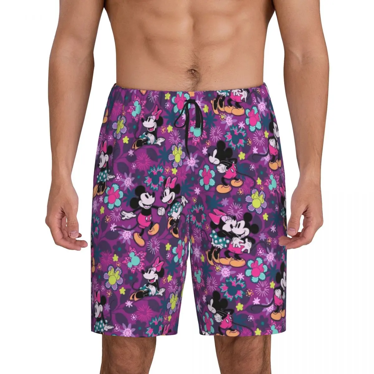 

Custom Printed Men Minnie Mickey Mouse Cartoon Animation Pajama Bottoms Sleepwear Pjs Sleep Shorts with Pockets