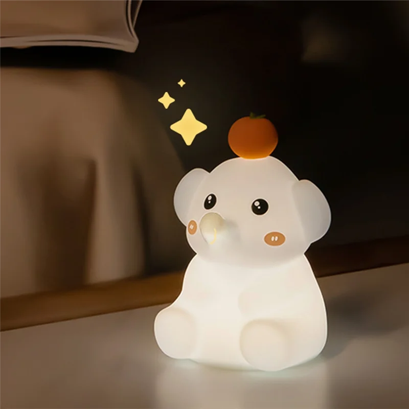 

【Hot Cake】Cute Elephant Lamp, Silicone Night Light With 30 Minutes Timer, Rechargeable Bedside Lamp With Touch Control