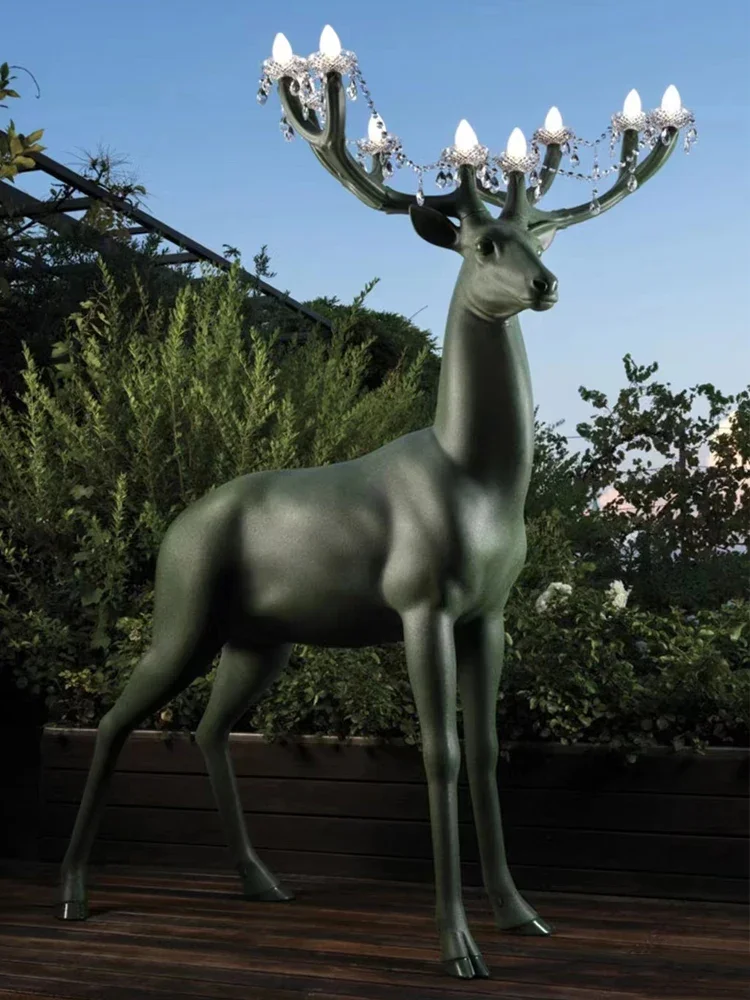 

Outdoor garden decoration Sika deer elk art sculpture animal home decoration floor lamp sculpture decoration