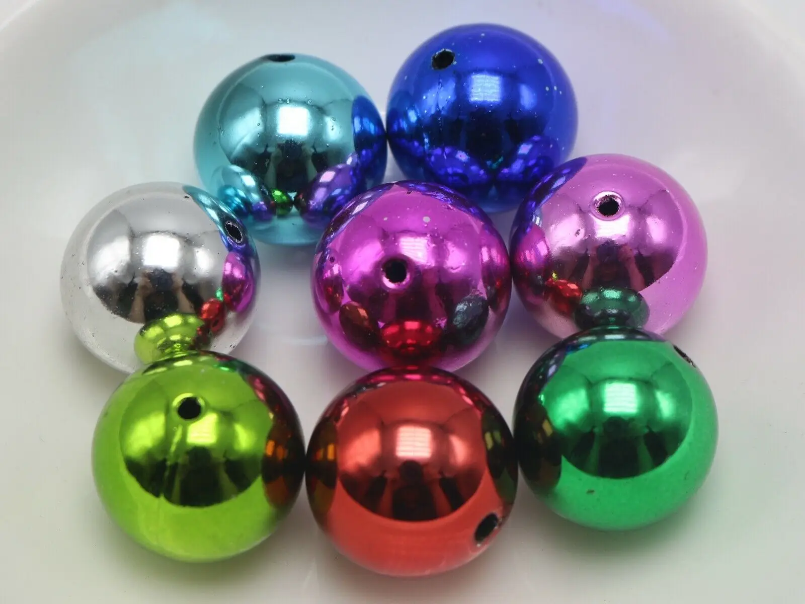 15 Shiny Mixed Color Metallic Acrylic Large Christmas Round Beads 20mm(4/5