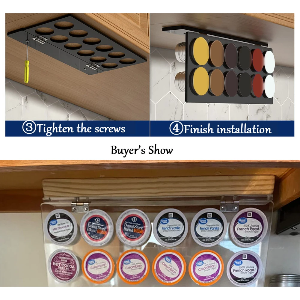 Optimize Your Kitchen Space, Acrylic Under Cabinet Coffee Pod Organizer, Holds 12 Capsules, Efficient and Practical Design