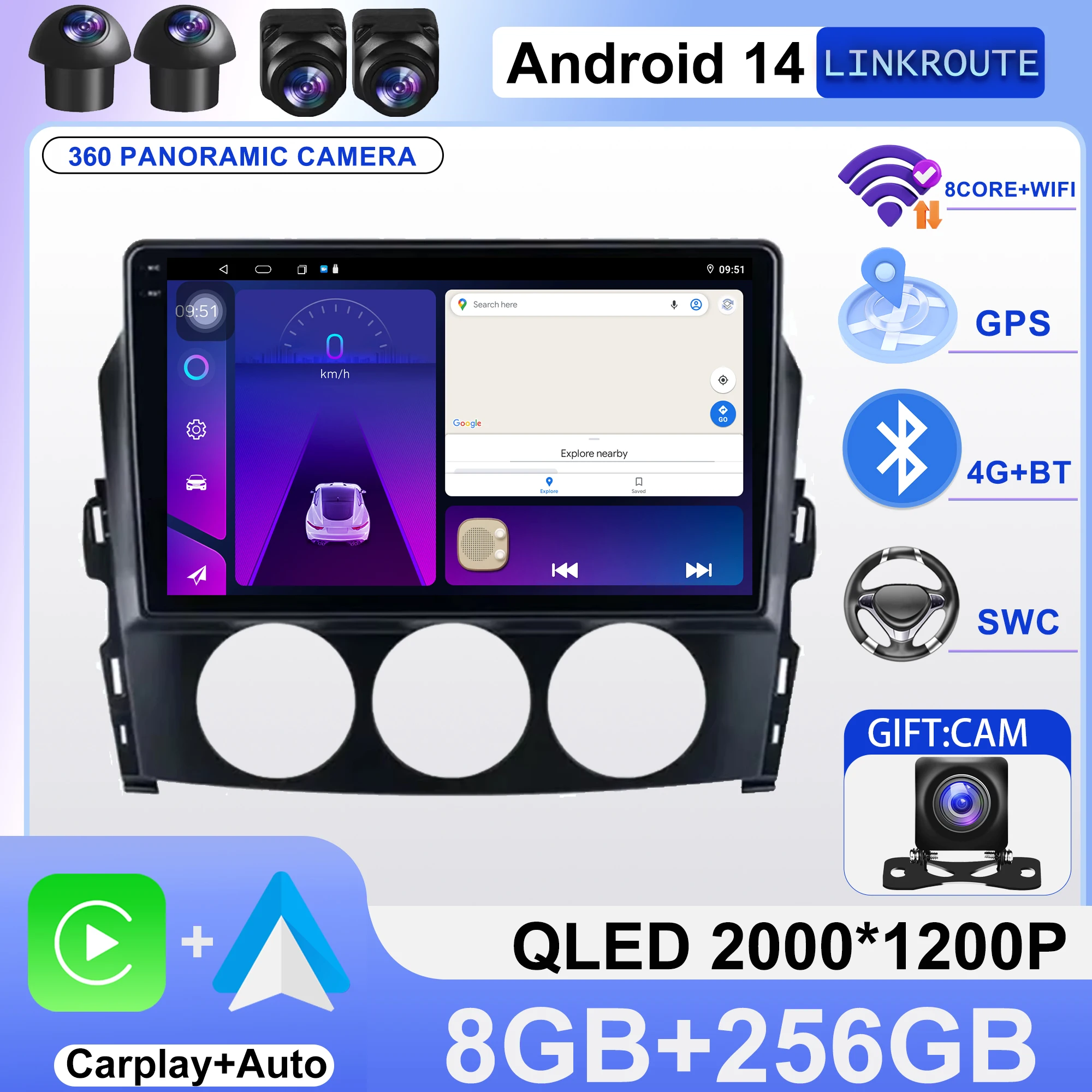 Car Radio For Mazda MX-5 MX5 III 3 NC 2005 - 2015 Stereo Multimedia Player Carplay Android Auto GPS Video Screen 5G Wifi No 2din
