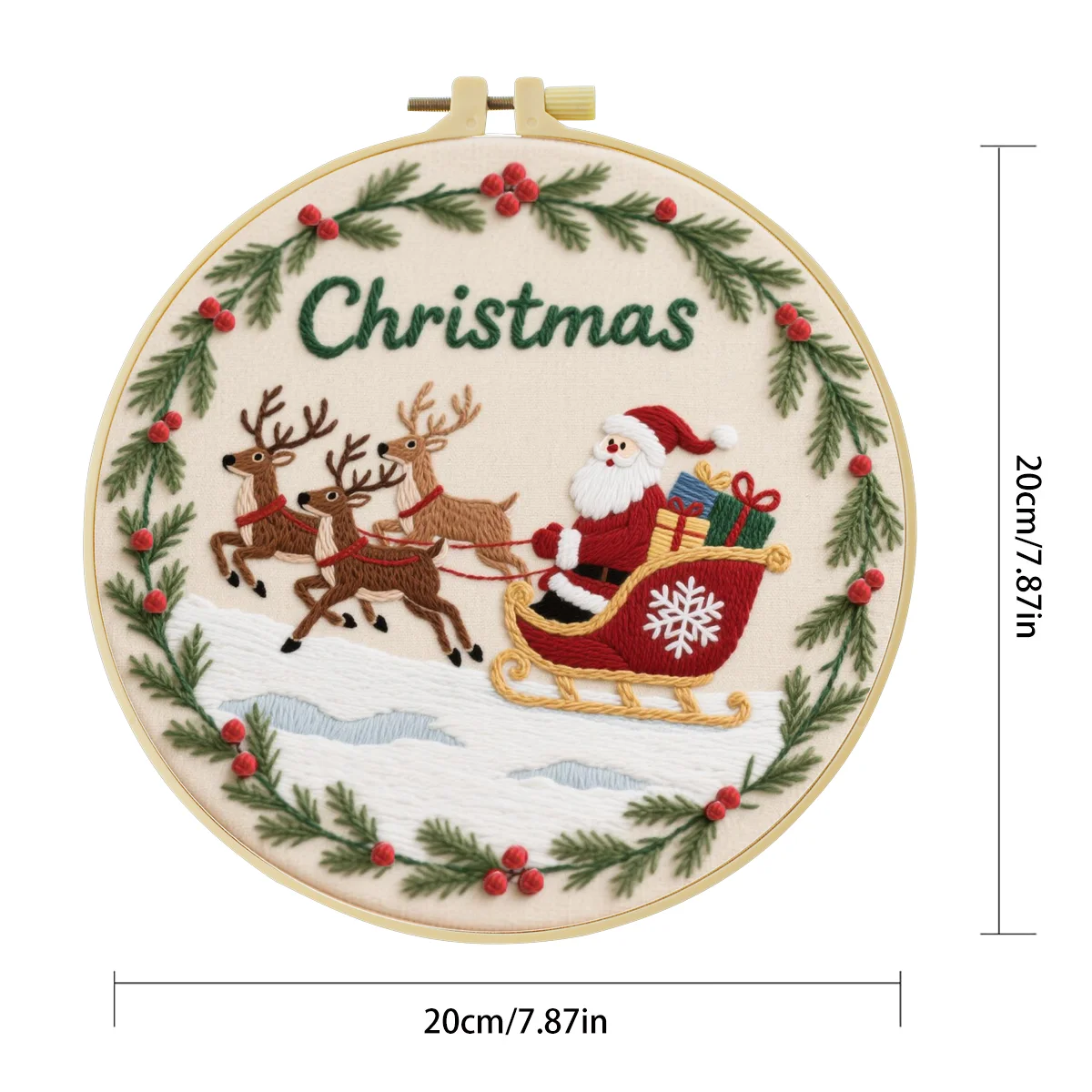 1 Stück 20x20 cm/7,87 Zoll Weihnachtsmann und Elch Stickerei Starter-Kit DIY-Set Handarbeits-Malerei Nadelkunst Heimdekoration – Detail 5