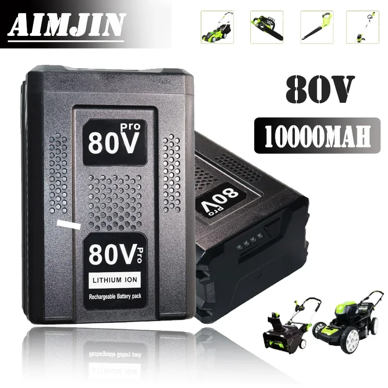 

10000Ah 80V Max Replacement Battery for Greenworks Lithium Ion GBA80200 GBA80400 GBA80500 2901307 2902407 Cordless Power Tool