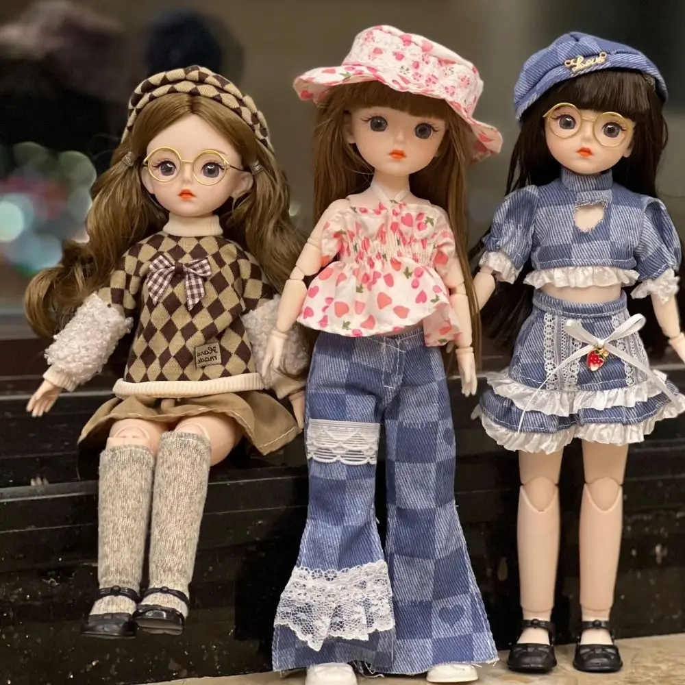 DIY 드레스업 움직이는 큰 눈 공주 BJD 풍성한 머리 한국 메이크업 룩 30cm BJD 스윗 미니 1/6 BJD 미니 소녀 생일 선물