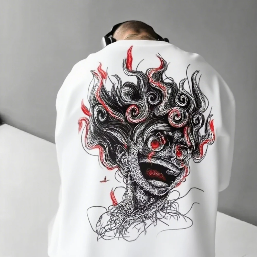 ワンピース アニメ ルフィ 手描き Tシャツ 2025 夏 メンズ レディース ストリート ルーズ カジュアル プラスサイズ 親子服 トップス