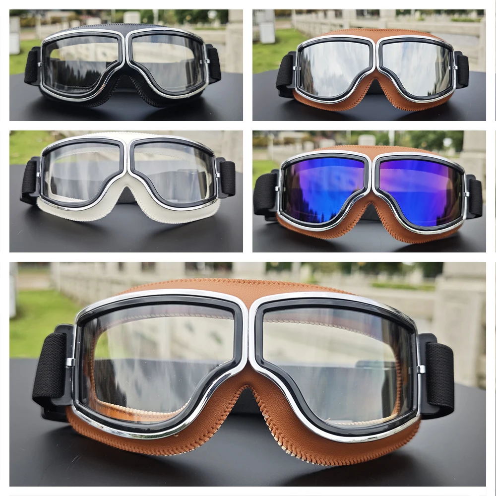 

Wind/Dust/Sand Proof Goggles - Retro Motorcycle/Ski Glasses, HD Lenses, Lightweight, Safety Fashion for Off Road Winter Sports