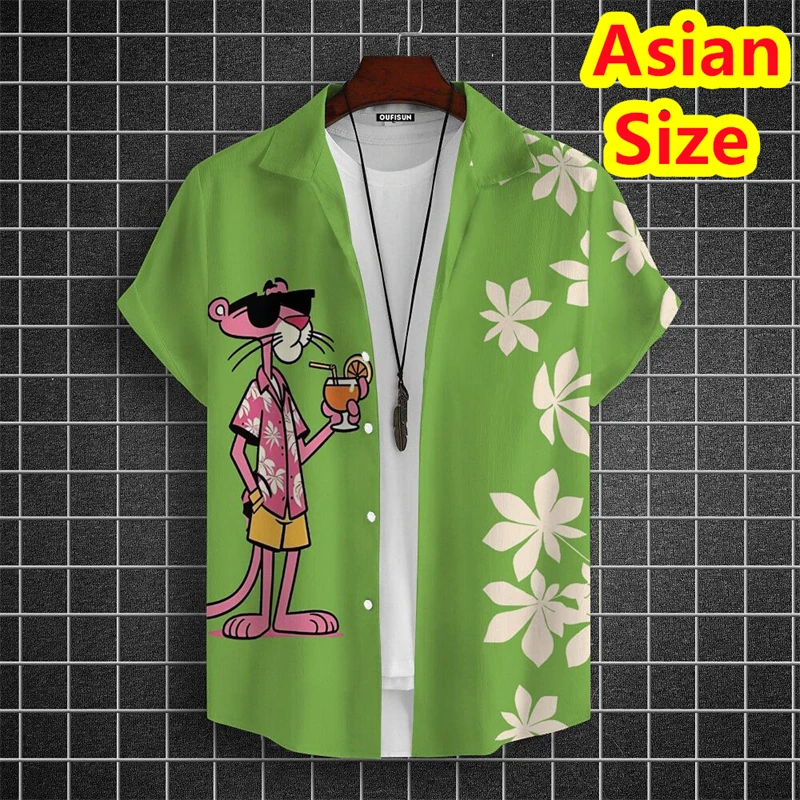 New Man Shirts Casual Lapel Cartoon Tiger Print Shirts Summer Seaside Holiday Style Tops Y2k Clothes Mens Shirts Luxury Designer