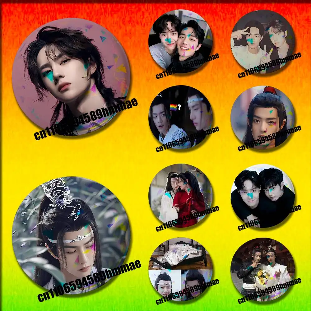 For Wang Yibo Xiao Zhan Emblem Round Pins Insignia Badge Case Backpack  Ornament 44mm Brooch Button