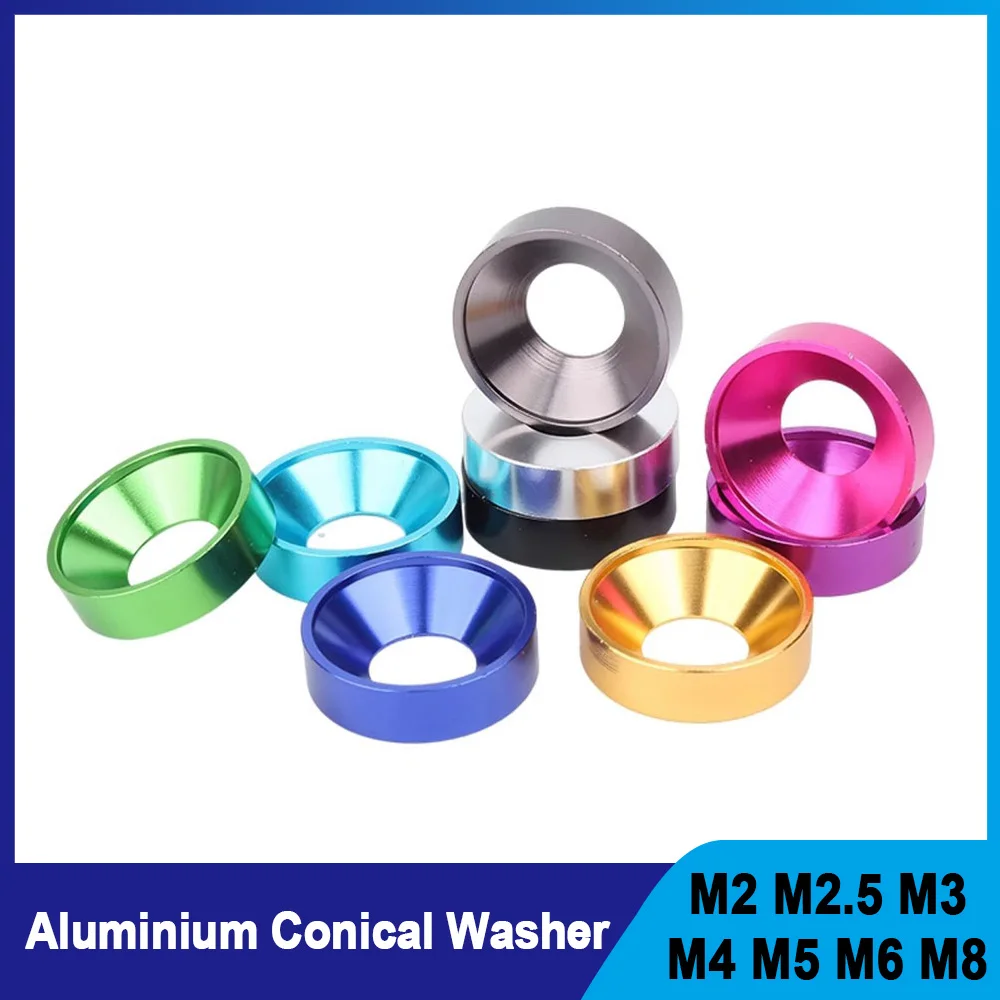 20Pcs Anodized Aluminum Washers M2 M2.5 M3 M4 M5 M6 M8 For DIN7991 Hex Countersunk Screw Bolt Aluminium Alloy Spacers Gaskets