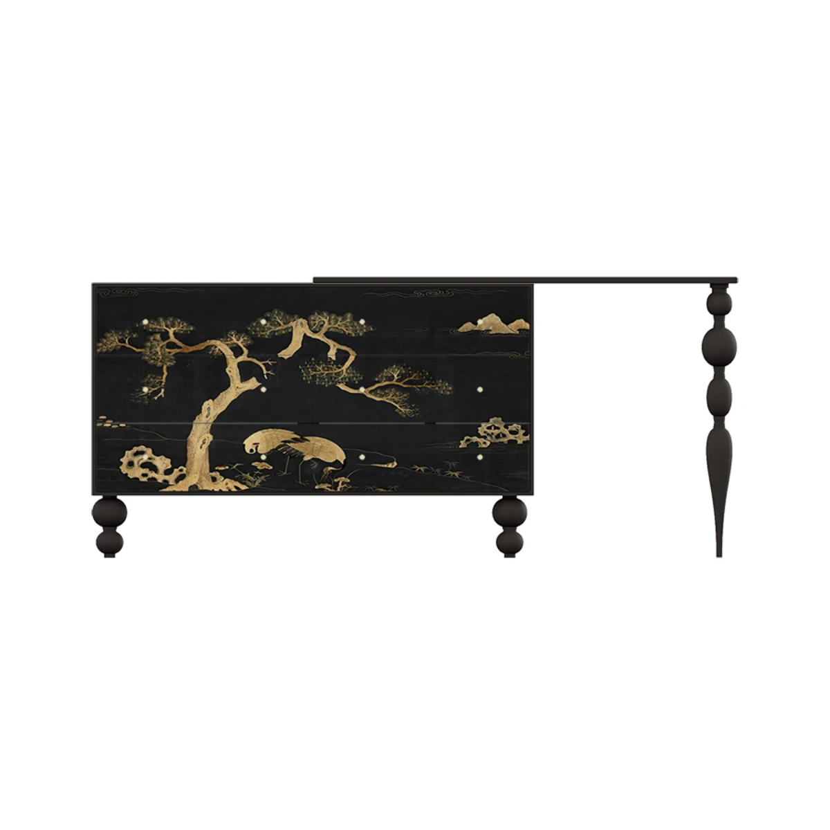 

Chinese Classical Crane Living Room Storage Chest of Drawer Installation-Free Hallway Bedroom Storage Solid Wood Dressing Table