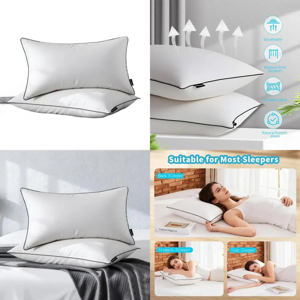 

Cotton Hotel-Quality Down Pillows, Set of 2, 20x26, Medium Firm for Comfortable Sleep